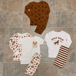 Toddler Pajama Lot 5T Old Navy Kids PJs Woodland Baby Clothing Bundle Wolf Fox